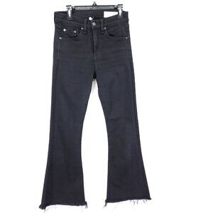 Rag & Bone Jeans Size 25 Flare Leg Frayed Hem10 inch Crop Black